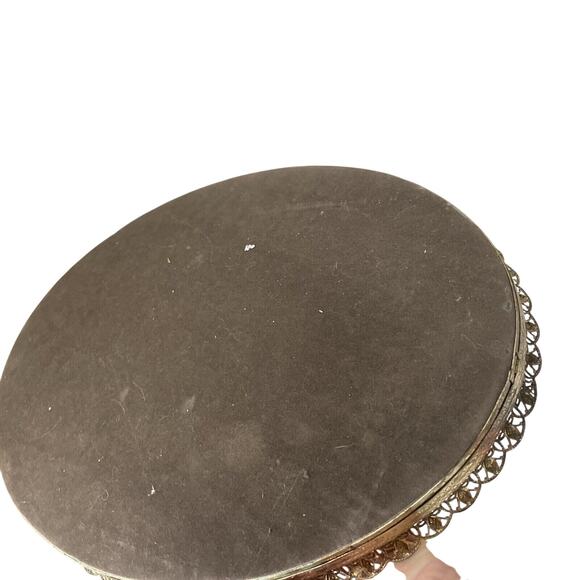 Vintage Oval Gold Floral Filigree Mirrored Vanity Tray Mirror 12x17 MCM -LN - Picture 5 of 5